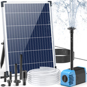 12W Solar Water Fountain Pump - 160GPH Adjustable Flow, 4 Sprayers