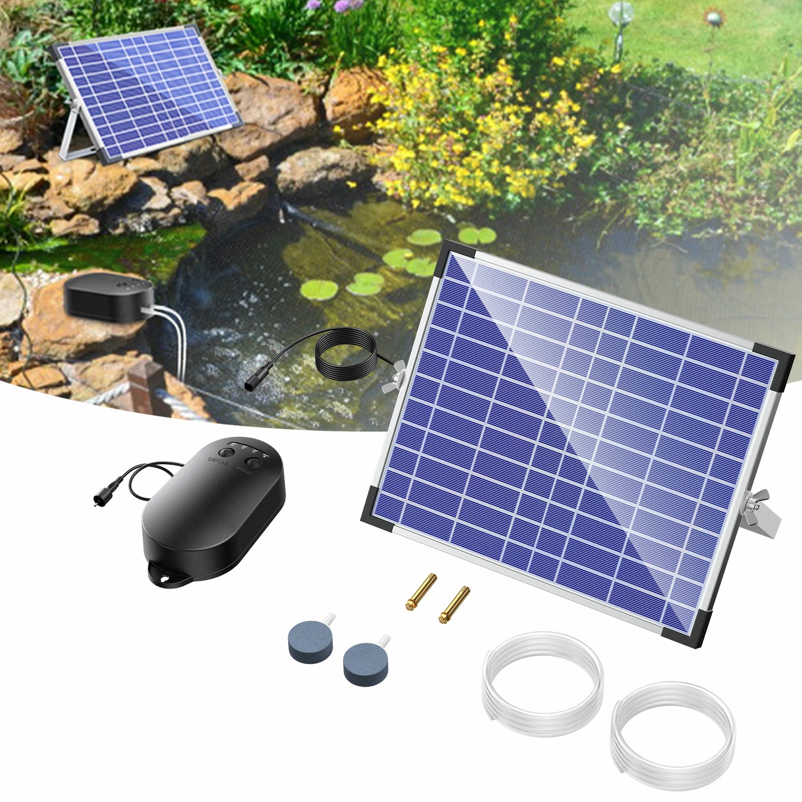 15W Solar Pond Aerator with 4400mAh Battery