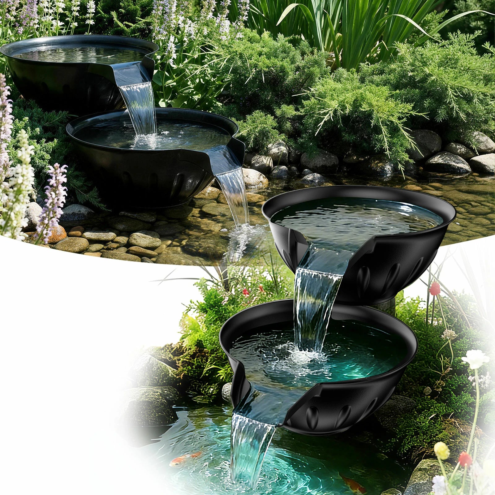 660GPH Spillway Fountain Kit with 2 Basins