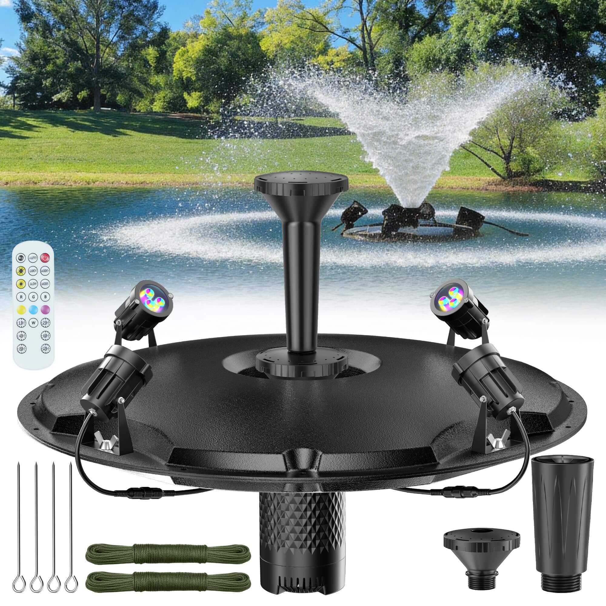 1600GPH Floating Fountain with LED Light